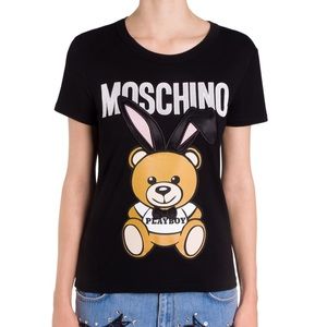 Moschino Black Fitted Playboy Bear Tee